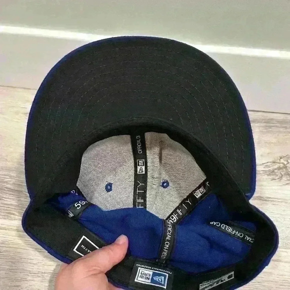 MLB Chicago Cubs New Era 59FIFTY Cool Base Fitted Game Hat Cap Blue Size 7 3/8” - Picture 2 of 10